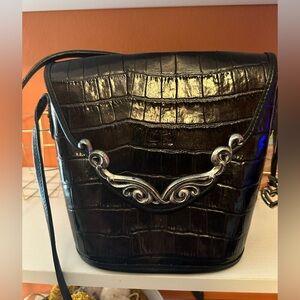 BRIGHTON Leather & Croc-Embossed Bucket Bag